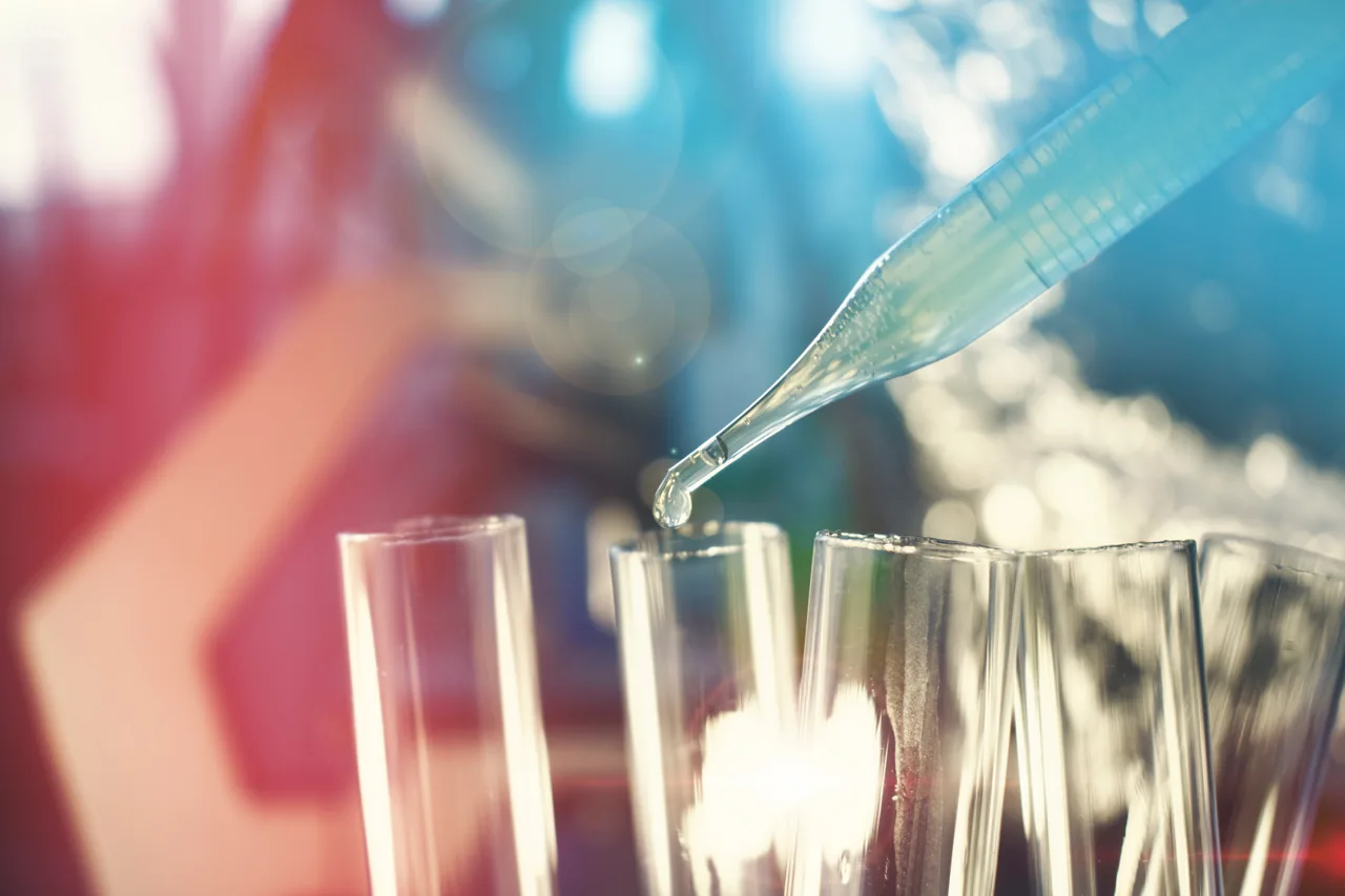 Pipette and laboratory tubes in a medical research setting
