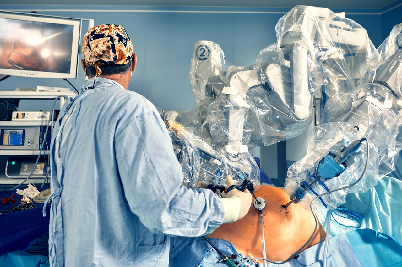 Surgical team using robotic instruments in an operating theatre